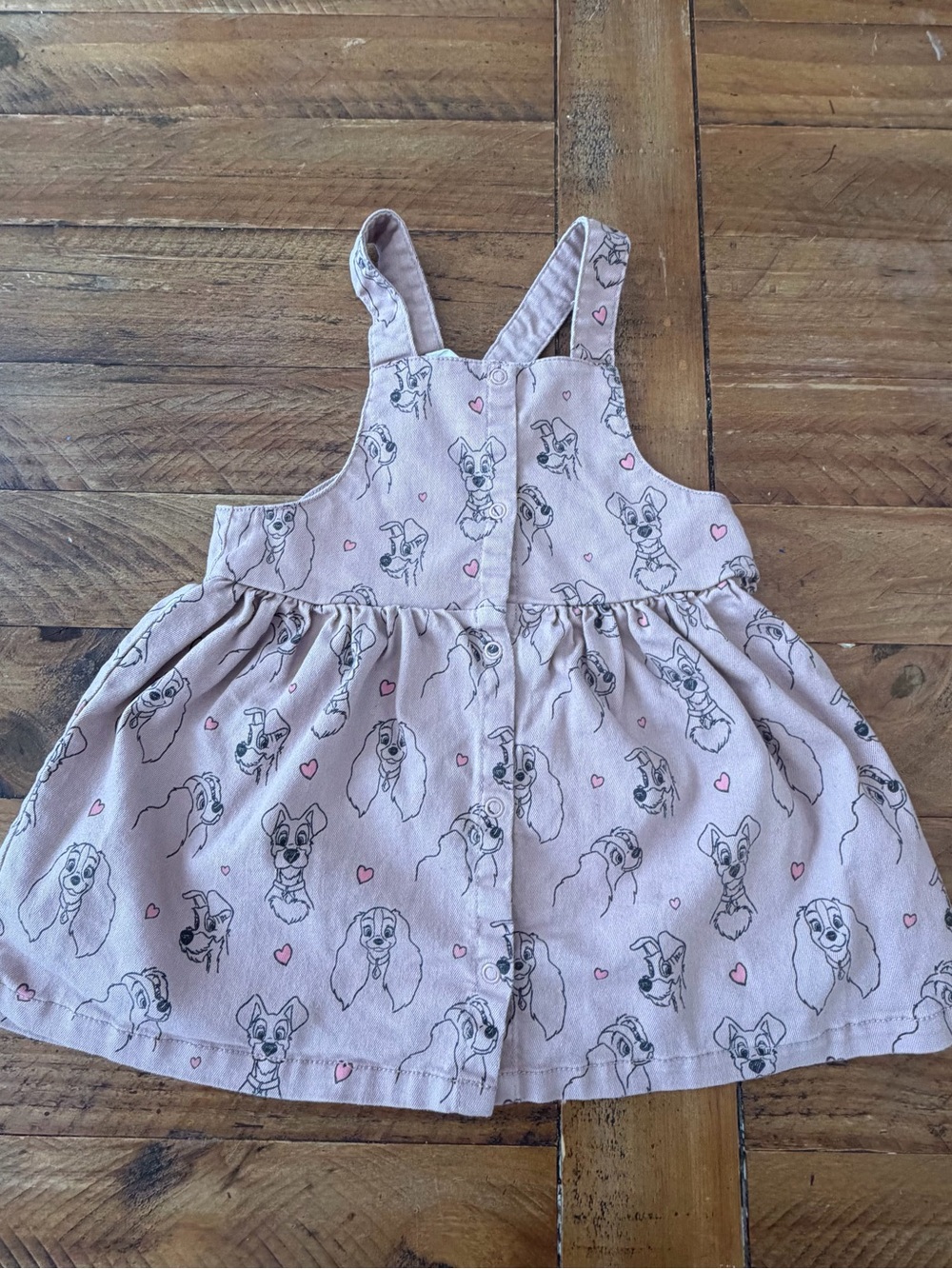 H&M Light Pink lady & tramp Print Pinafore Dress